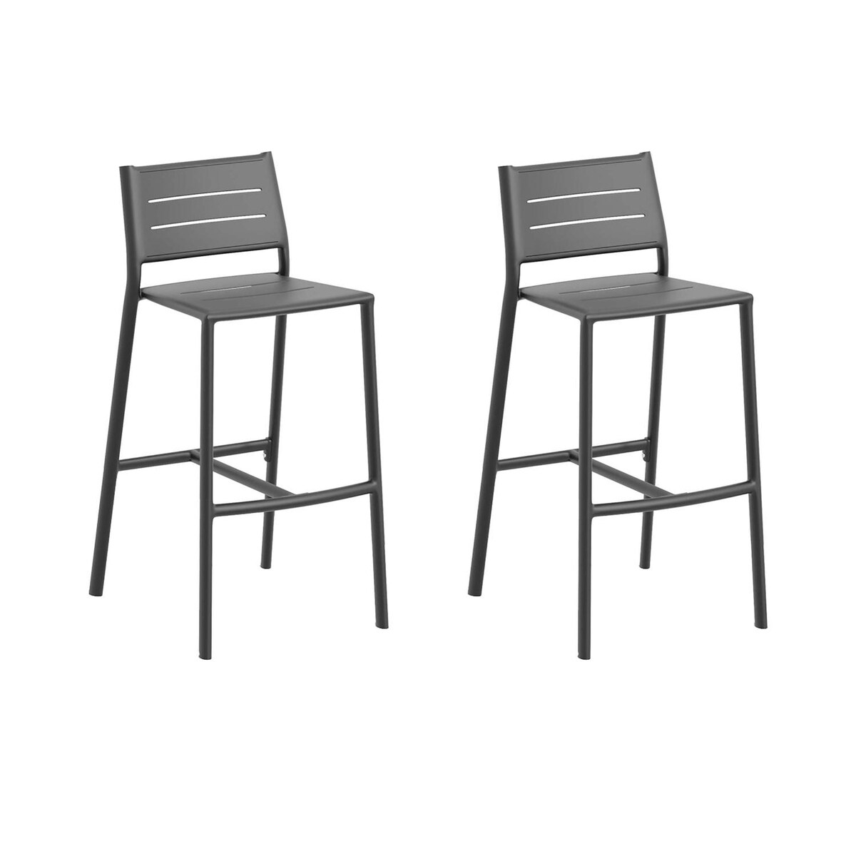 Eiland 2 Pc Aluminum Bar Stool in Carbon By Oxford Garden