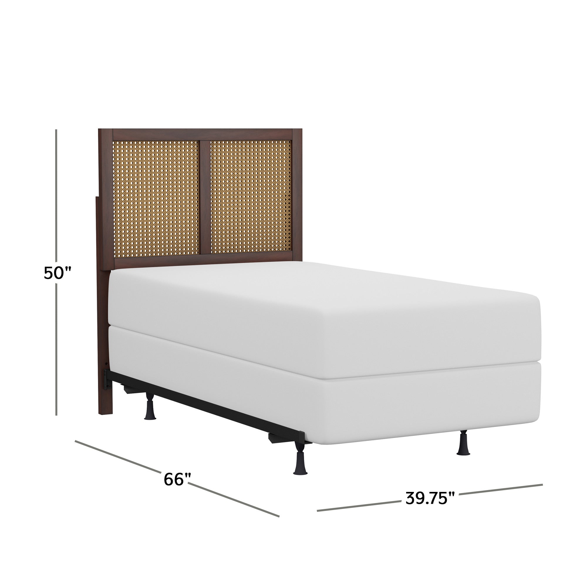 Hillsdale Furniture Serena Wood and Cane Panel Twin Headboard with Bed Frame, Chocolate