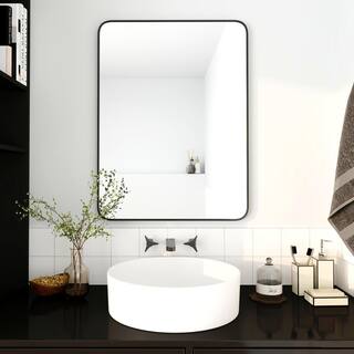 ARTCHIRLY 24 in. W x 32 in. H Rectangular Metal Framed Wall Bathroom Vanity Mirror in Matte Black BMC0032432MB