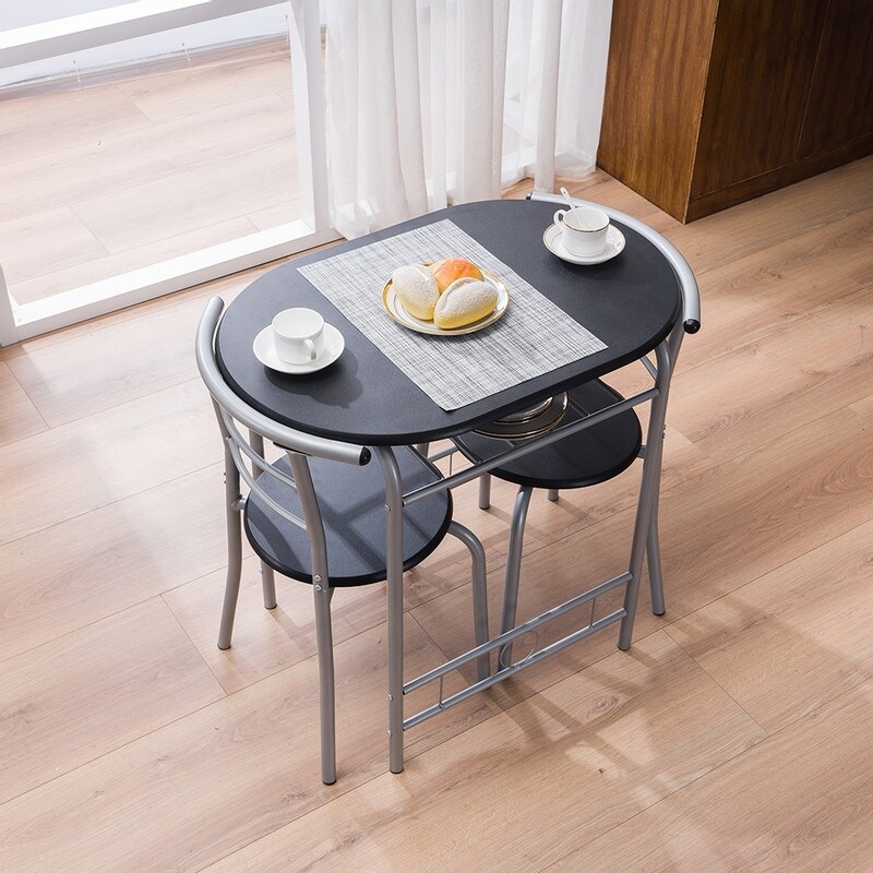 Breakfast Black Bar Table Contemporary 3 piece Set