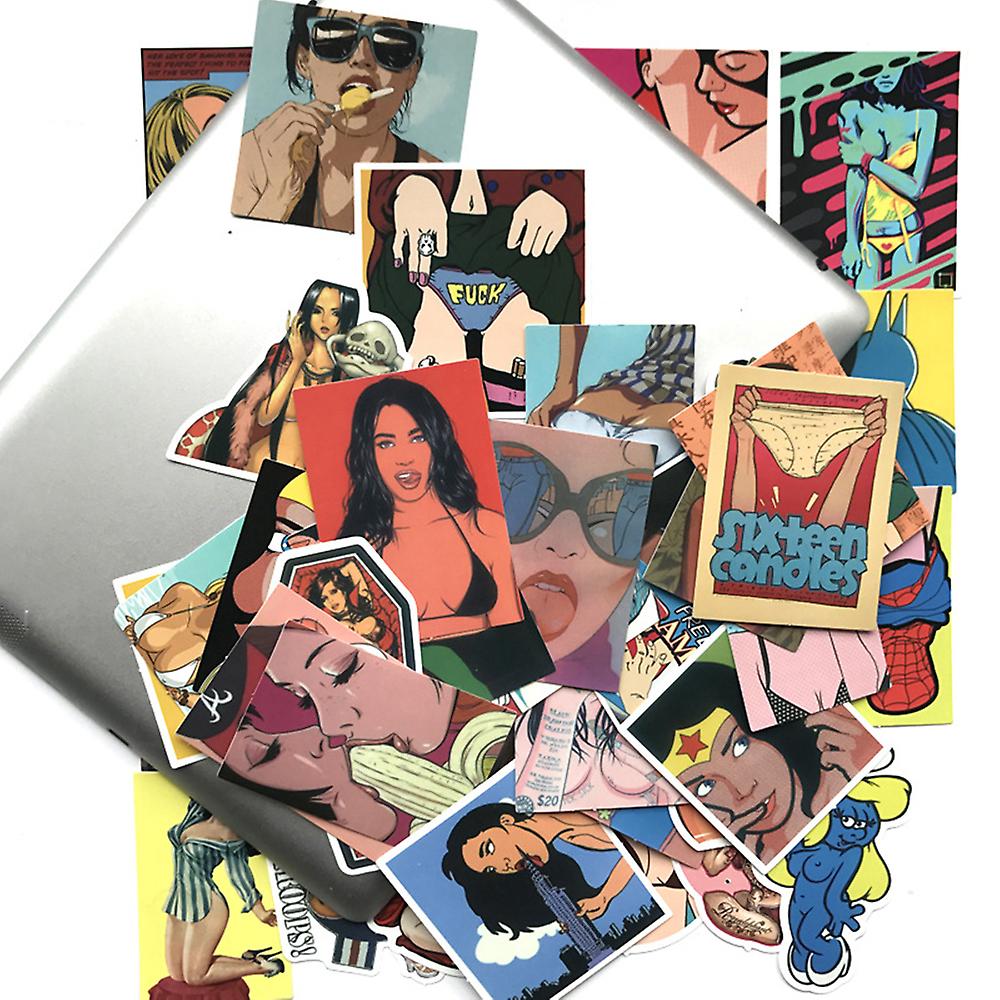 50pcs/lot Sexy Girl Vulgar Graffiti Stickers For Laptop Luggage Skateboard Motorcycle Car Pvc Decal Diy Decoration Coffee