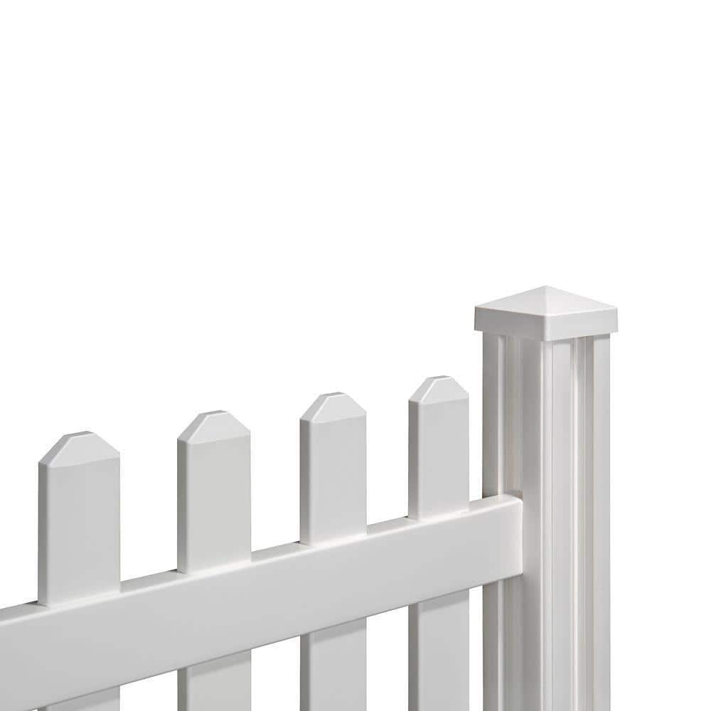 WamBam Fence 4 ft. H x 7 ft. W Premium Vinyl Classic Picket Fence Panel with Post and Cap VF13003