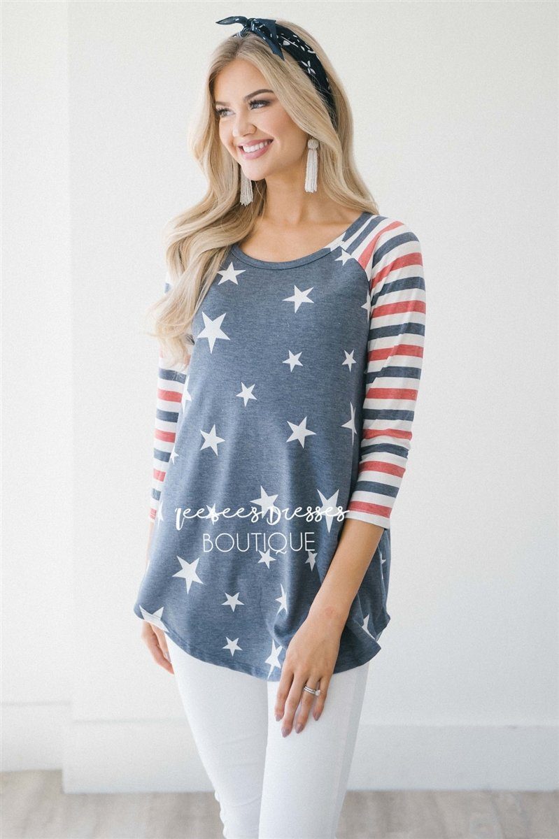 Stars & Stripes Baseball Sleeve Top