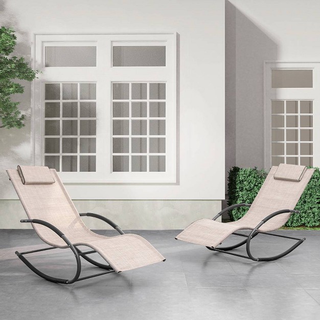 2pk Patio Rocking Chairs Curved Rocker Chaise Lounge Chairs Crestlive Products