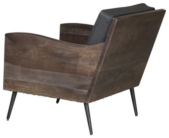 Karma Genuine Leather Live Edge Accent Chair  Slate   Midcentury   Armchairs And Accent Chairs   by HedgeApple  Houzz