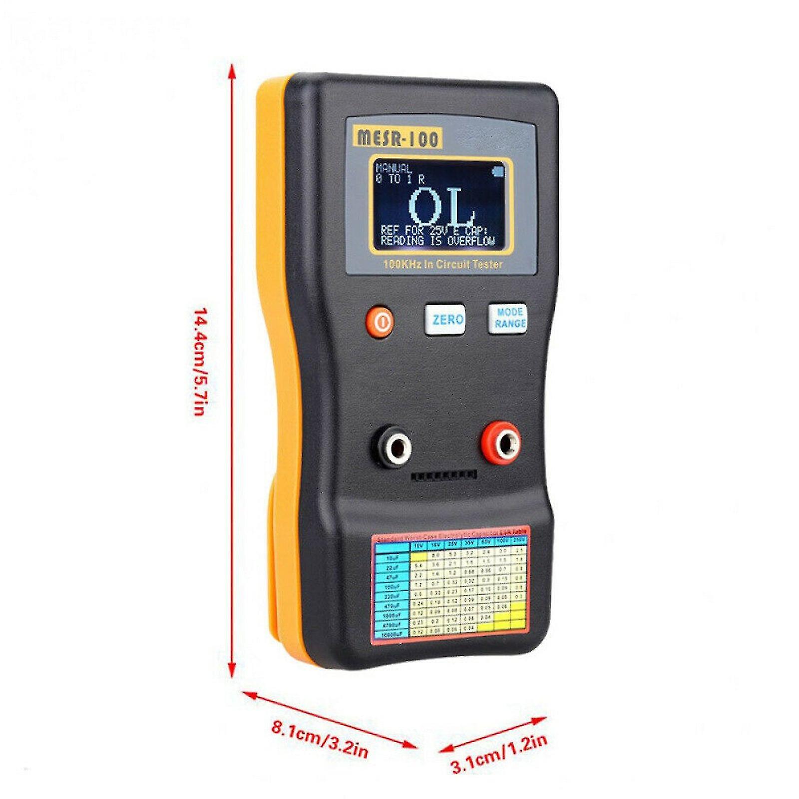 Mesr-100 Esr Capacitor Tester Capacitance Ohm Meter Professional Measuring Capacitance Resistance Capacitor Circuit Tester 5v