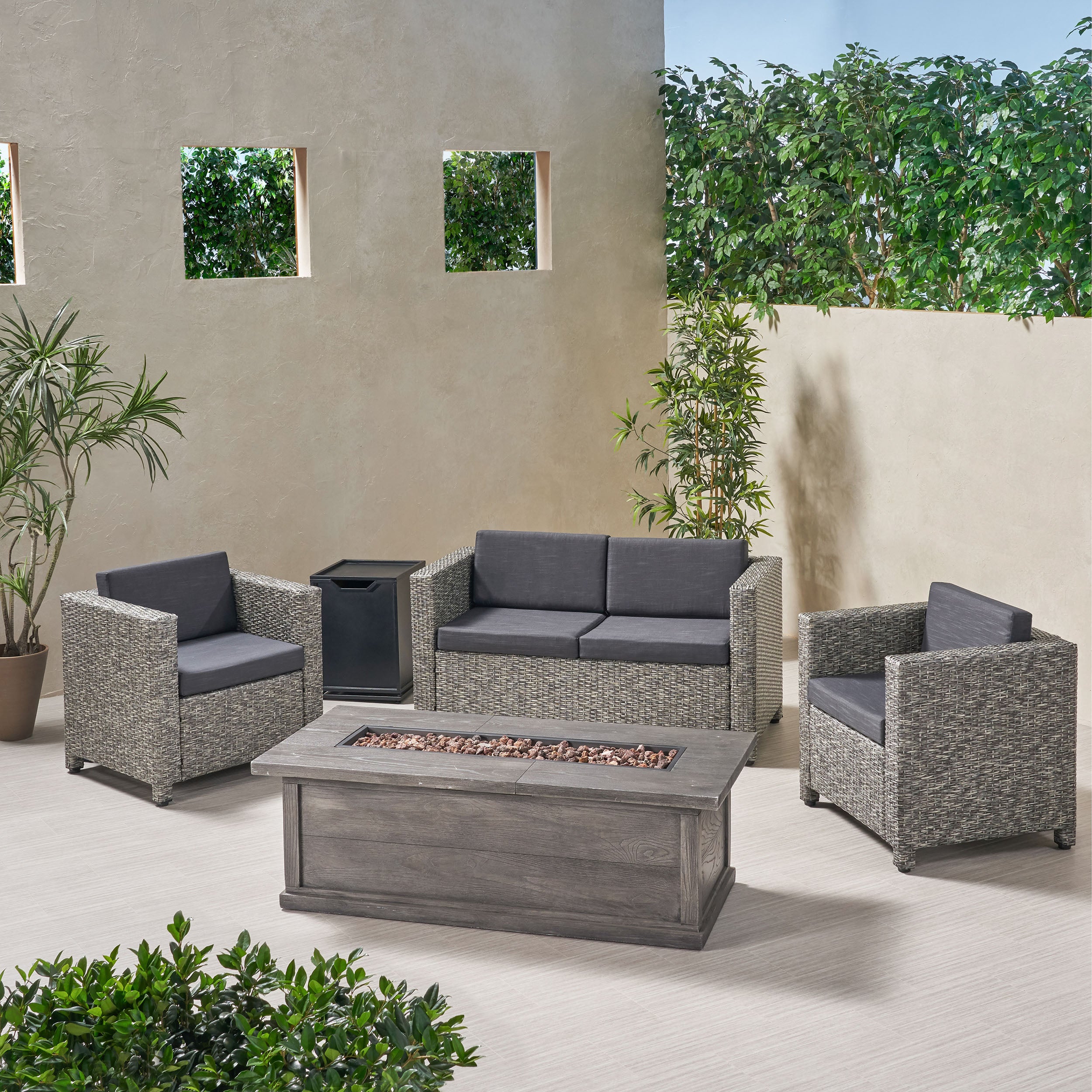 Venice 4-Seater Outdoor Fire Pit Sofa Set