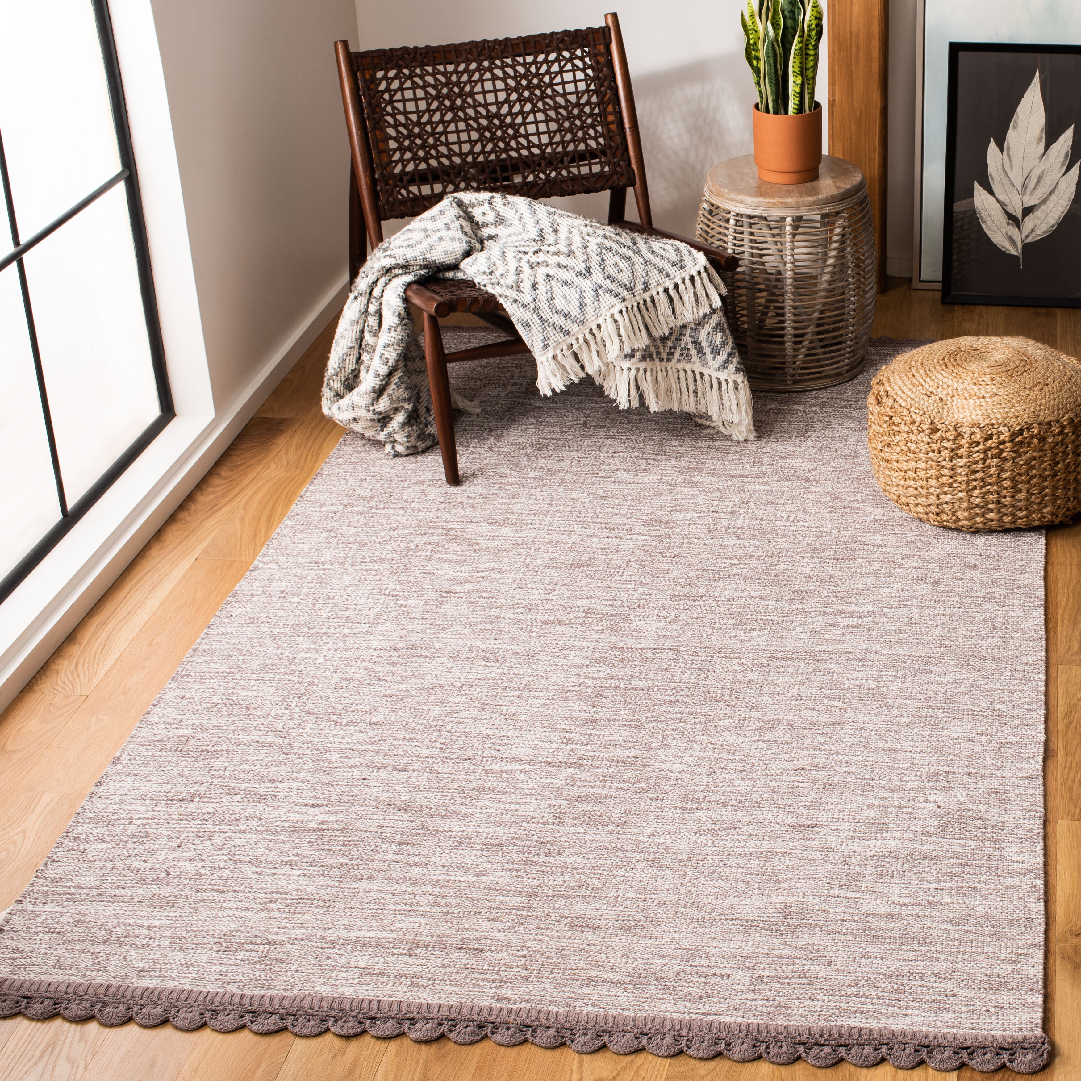 SAFAVIEH Montauk Sharlene Solid Braided Cotton Area Rug, Grey, 5' x 8'