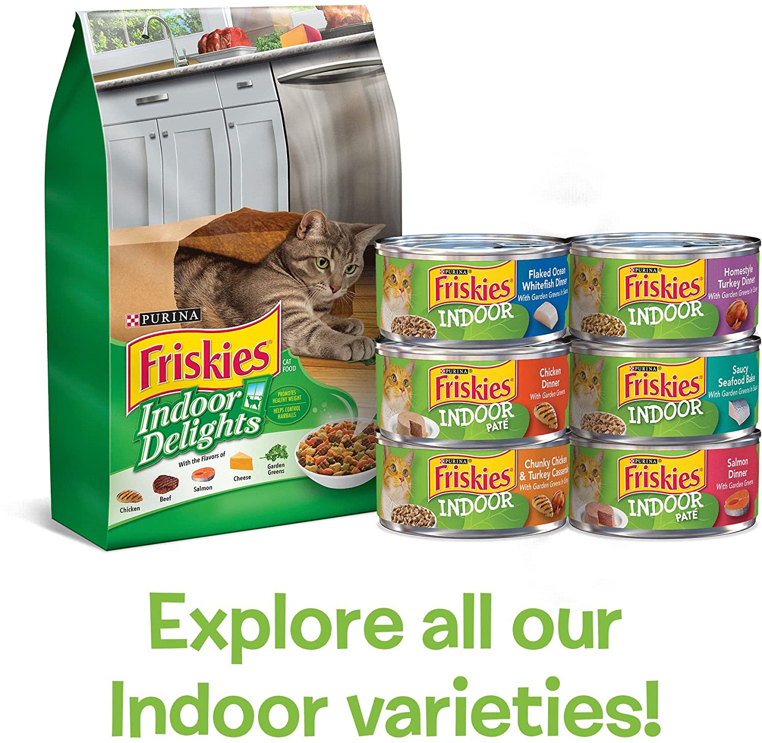 Purina Friskies Indoor Wet Cat Food Variety Pack， Indoor - (24) 5.5 oz. Cans