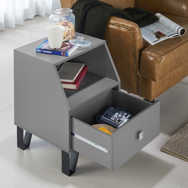 Furniture of America Kara Contemporary Black 16-inch 1-shelf Side Table