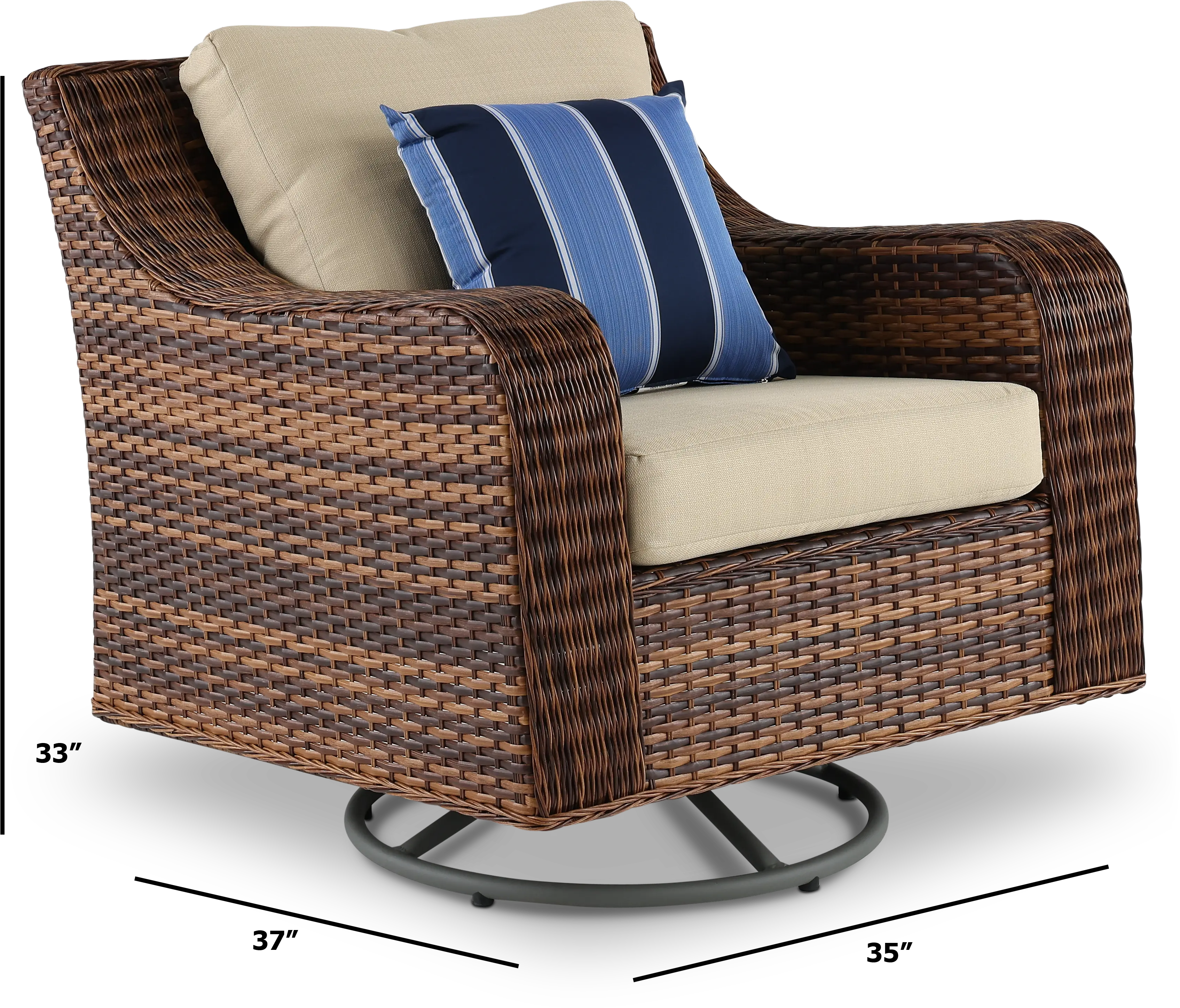 Tortola Swivel Linen Outdoor Patio Wicker Chair