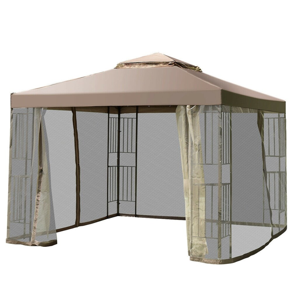 Costway Outdoor 10'x10' Gazebo Canopy Shelter Awning Tent Patio