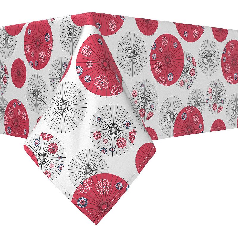 Square Tablecloth， 100% Polyester， 60x60， Red Japanese Umbrella Design