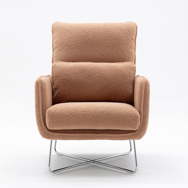 Plush Armchair with Lumbar Pillow for Living Room or Office， Espresso