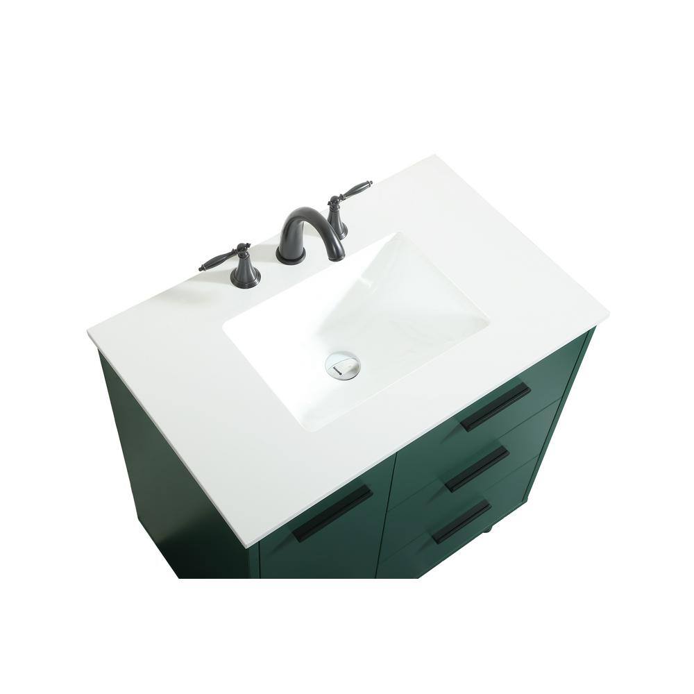 Simply Living 30 in. W x 19 in. D x 34 in. H Bath Vanity in Green with Ivory White Quartz Top SL141090MGN