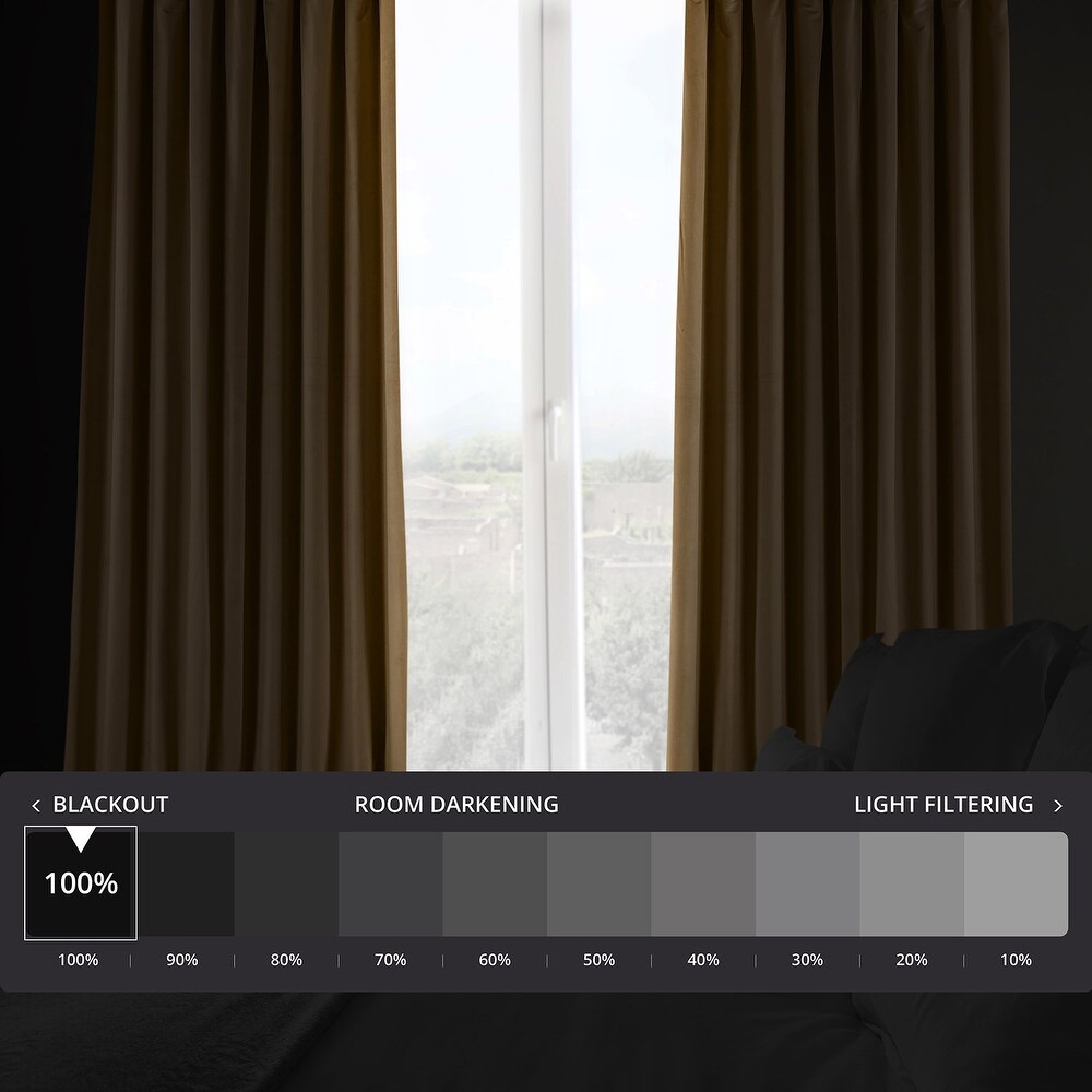 Exclusive Fabrics Signature Extra Wide Amber Gold Velvet Blackout Curtain (1 Panel)   Luxurious Blackout Drapery