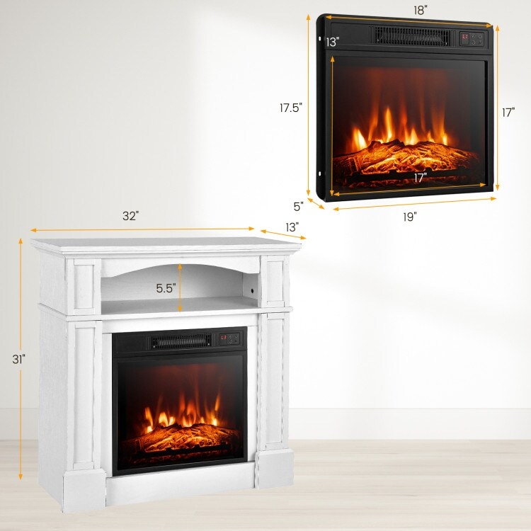 32 Inch 1400W Electric TV Stand Fireplace with Shelf   13\