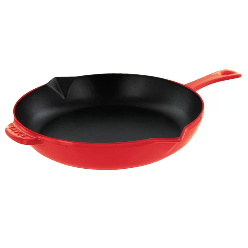 STAUB 1223006 STAUB Cast Iron Fry Pan， 12-inch， Cherry