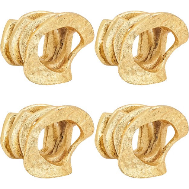 Saro Lifestyle Napkin Rings With Wavy Stacked Design set Of 4