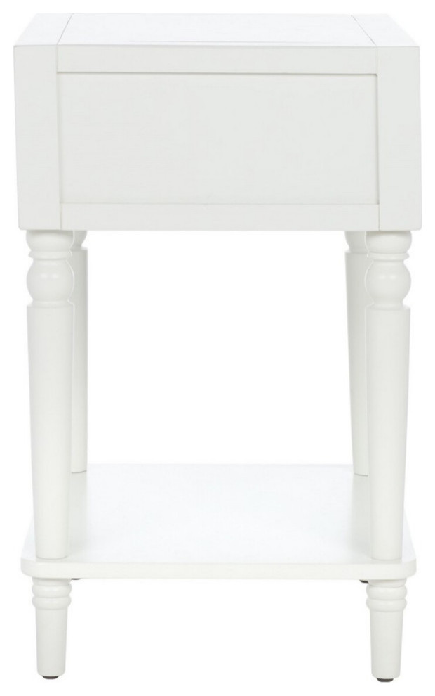 Leonard Accent Table With Storage Drawer Off White   Traditional   Side Tables And End Tables   by AED Luxury Home Decor  Houzz