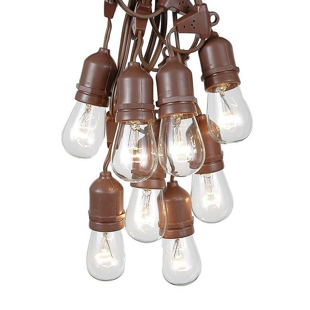 Novelty Lights Edison Outdoor String Lights With 25 Suspended Sockets Brown Wire 37 5 Feet