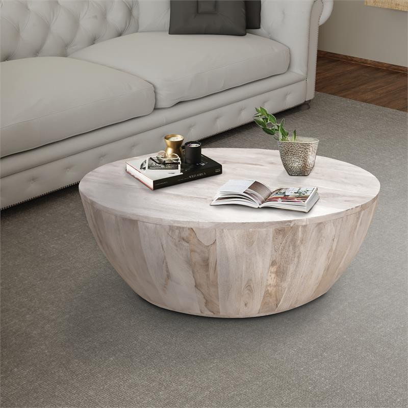 The Urban Port 35.5 quotRound Modern Style Wood Top Coffee Table in Dark Brown   Transitional   Coffee Tables   by Benzara  Woodland Imprts  The Urban Port  Houzz