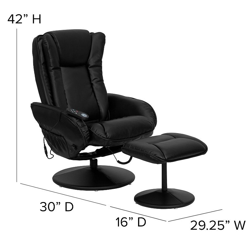 Flash Furniture Massage Recliner Chair and Ottoman 2-Piece Set