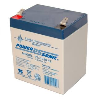 Power-Sonic 12-Volt 5 Ah F2 Terminal Sealed Lead Acid (SLA) Rechargeable Battery PS-1250F2