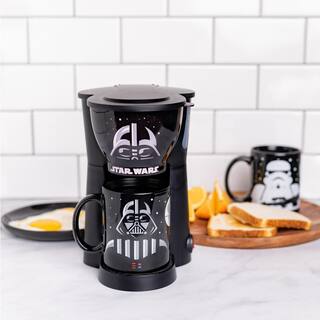 Uncanny Brands Star Wars Single Cup Black Drip Coffee Maker with 2-Mugs Darth Vader Stormtrooper Mugs Included CM2-SRW-DVST