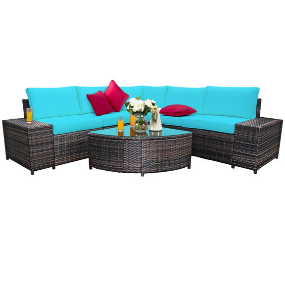 Costway 41930562 6 Piece Wicker Patio Sectional So...