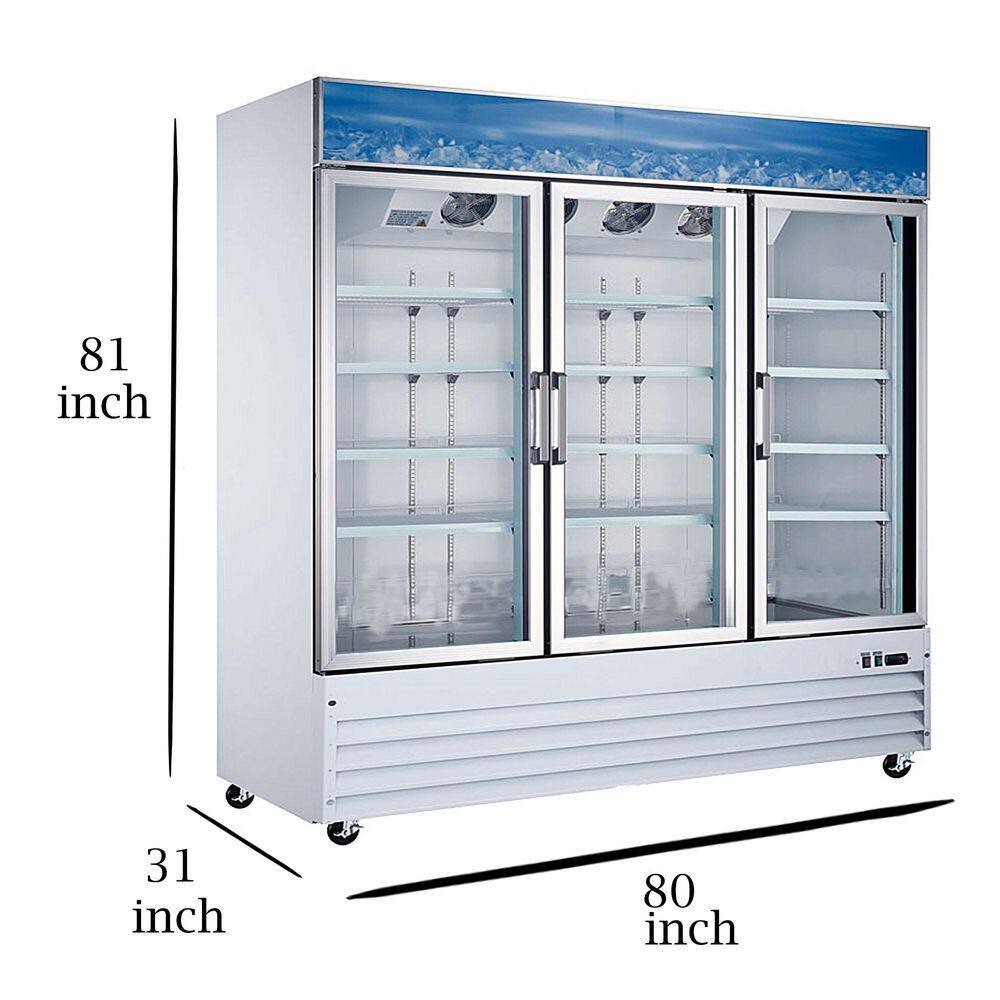 Cooler Depot 78.3 in. W 53 cu. ft. 3 Glass Doors Commercial Refrigerator Merchandiser in White SG1.9