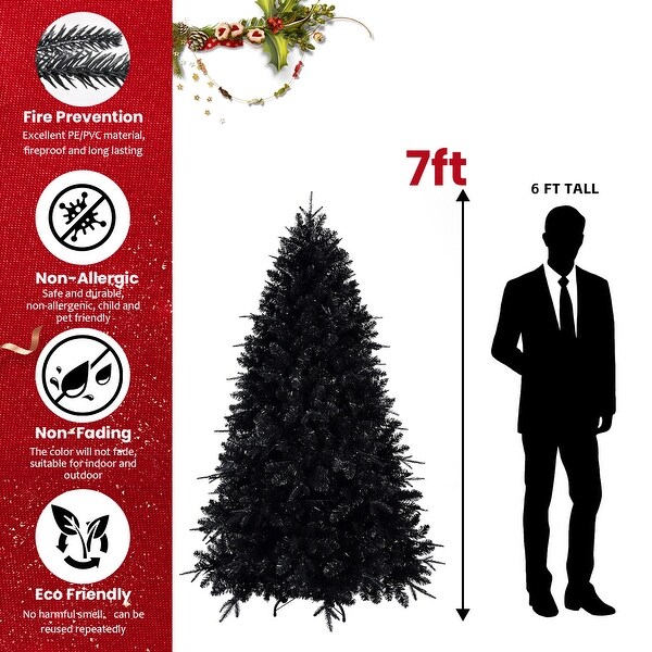 9ft PreLit Black Full Halloween Xmas Artificial Tree 3176 Branch Tips