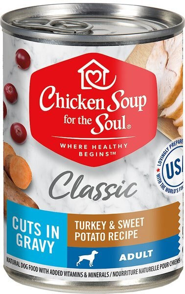 Chicken Soup for the Soul Classic Cuts in Gravy Turkey and Sweet Potato Recipe Adult Dog Food