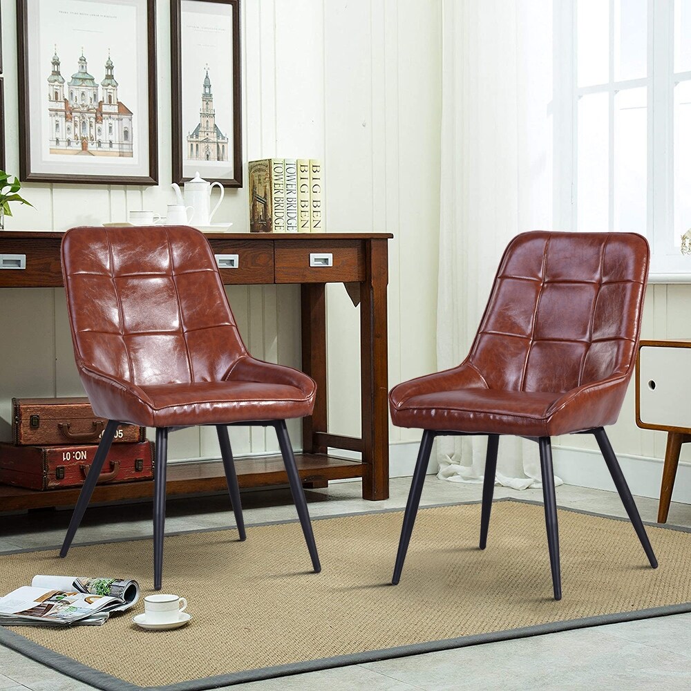 Homy Casa Modern Upholstered Faux Leather Side Chair (Set of 2)