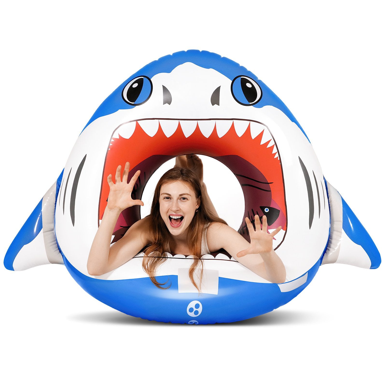 Inflatable Shark Pool Floats, AirExpect 72.3"x52.4" Huge Summer Ring Pool Float for Kids Adults, Inflatable Water Fun Toys for Parties in Pool & Beach