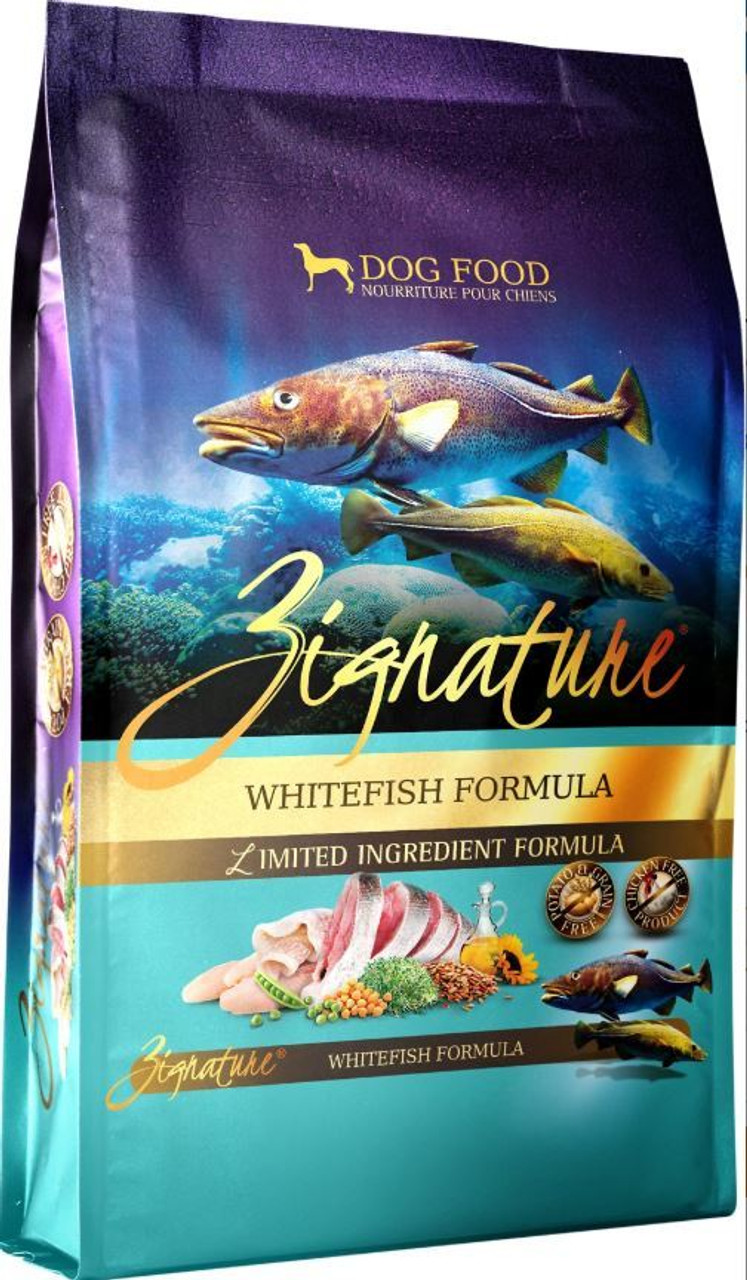 Zignature Grain Free Limited Ingredient Whitefish Formula Dry Dog Food， 27 Lbs.