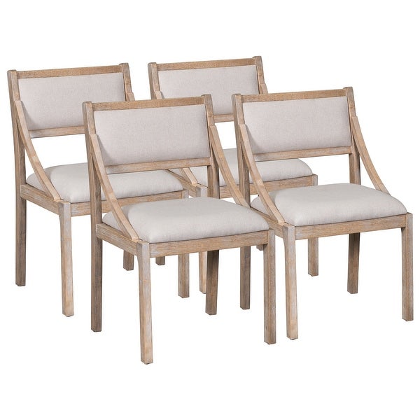 Wood Dining Chairs Set of 4， Upholstered Chairs with Solid Wood Legs