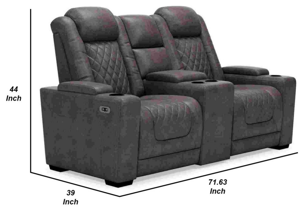 Power Reclining Loveseat With Console and Adjustable Headrest  Gray   Transitional   Loveseats   by VirVentures  Houzz