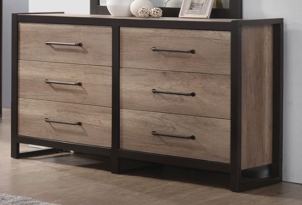 Edgewater 6-drawer Dresser Weathered Oak and Black