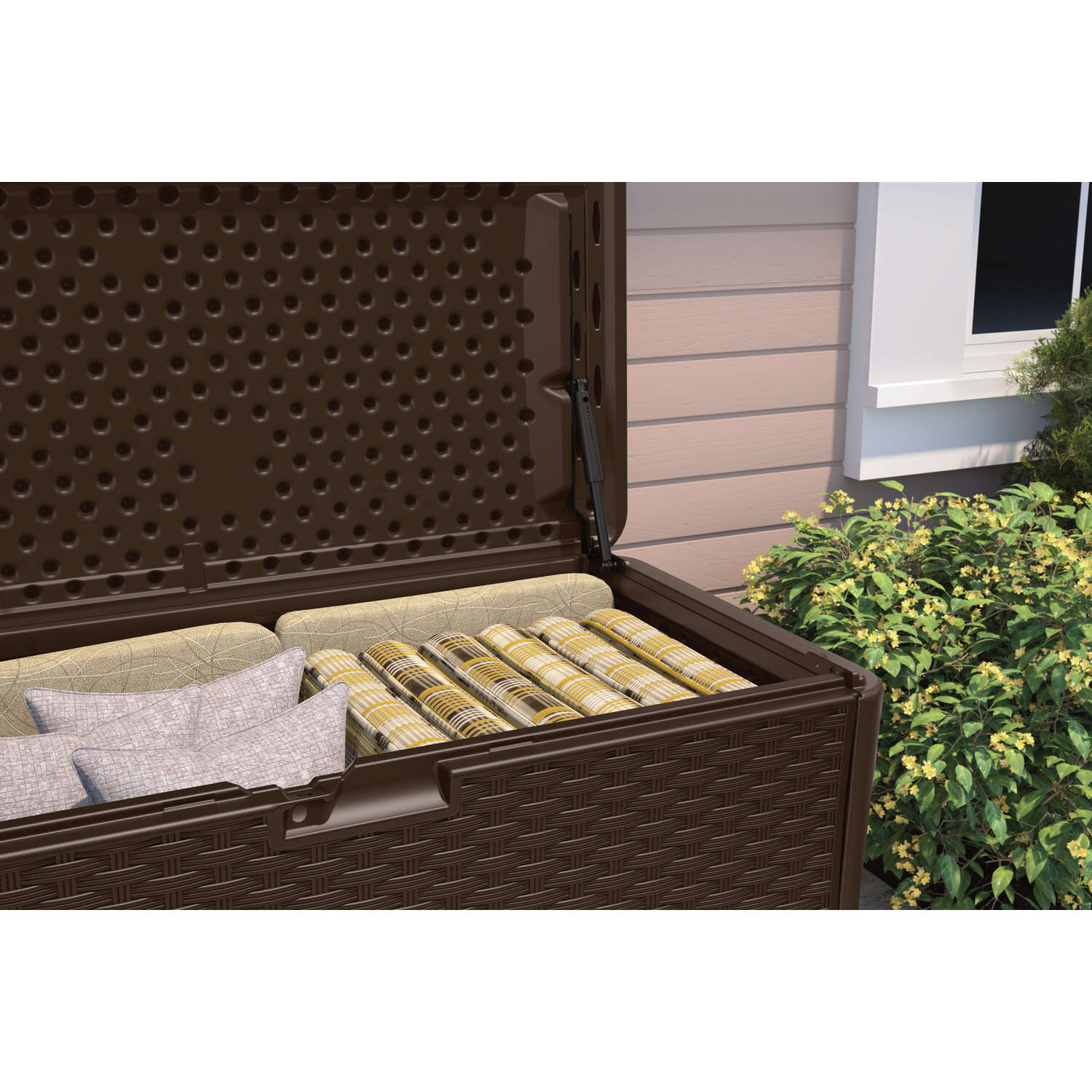 Suncast 55 in. W X 29 in. D Brown Plastic Deck Box 134 gal