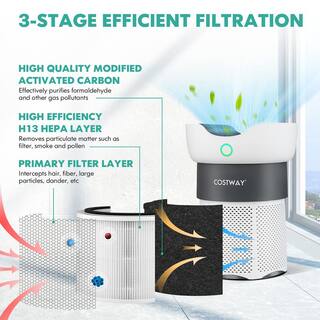 Costway Air Purifier for Home Office up to 1300 sq. ft. H13 True HEPA Filter Air Cleaner ES10183US-WH