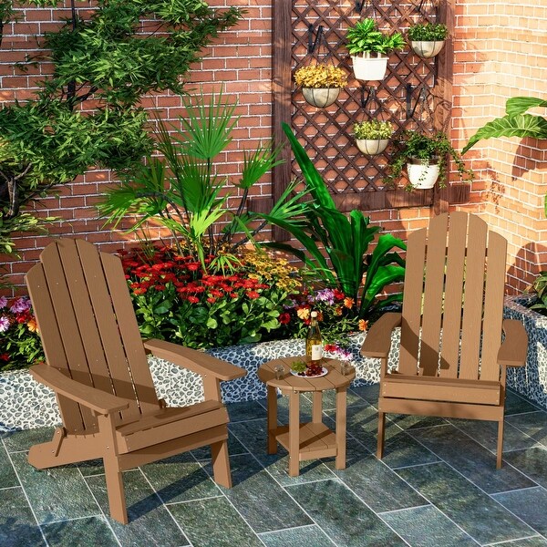 WINSOON 3-Piece All Weather HIPS Outdoor Folding Adirondack Chairs and Table Set - Overstock - 35542035