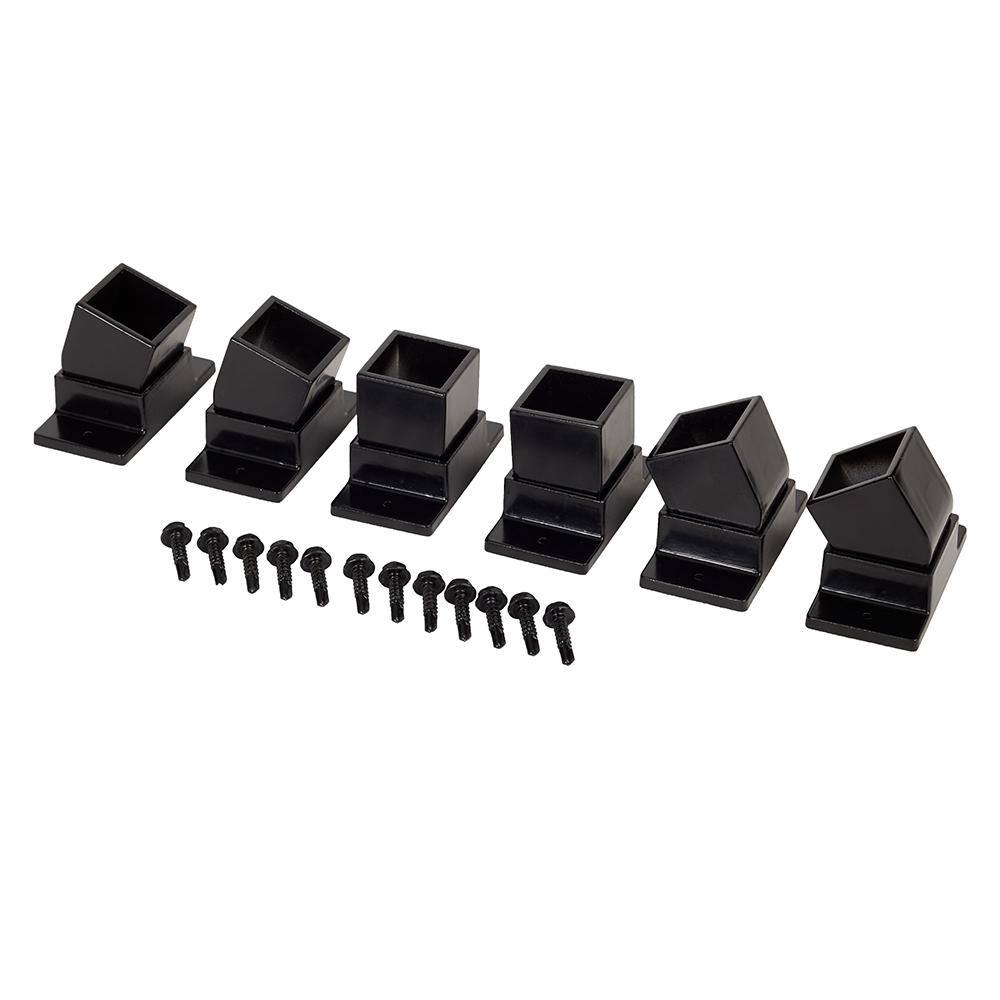 FORTRESS Athens Gloss Black Aluminum Fence Swivel Mount Bracket (6-Pack) 430081