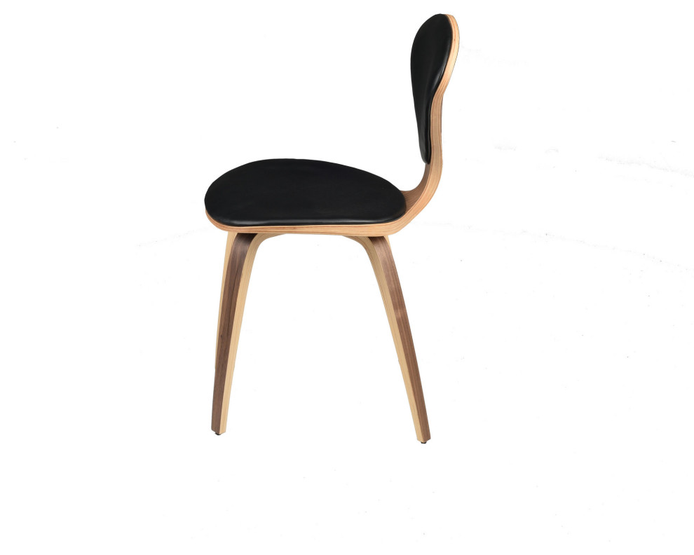 Satine Black Leather Dining Chair   Midcentury   Dining Chairs   by Kolibri Decor  Houzz