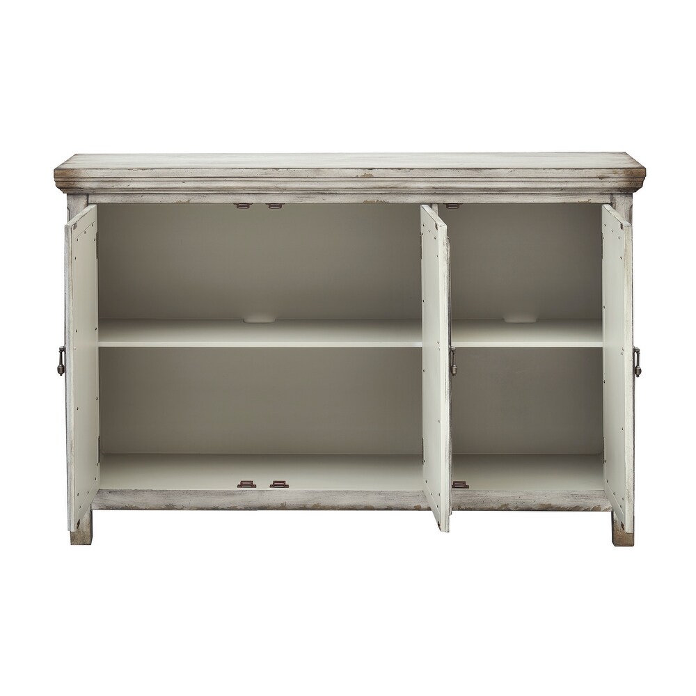 3 Door Storage Credenza/Cabinet with Mirrored Doors   Burnished Grey