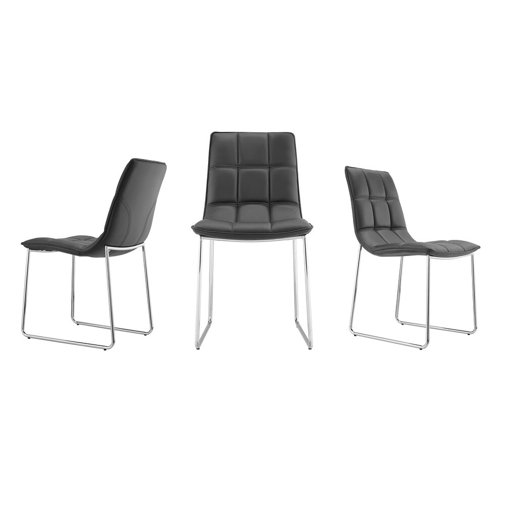 Casabianca Home Leandro Set of 2 Dining Chair in Black PU Leather