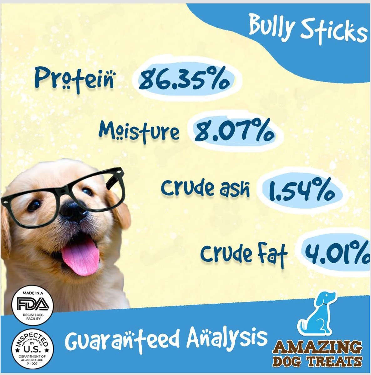 Amazing Dog Treats 12-inch Bully Stick Dog Treats， 12 count