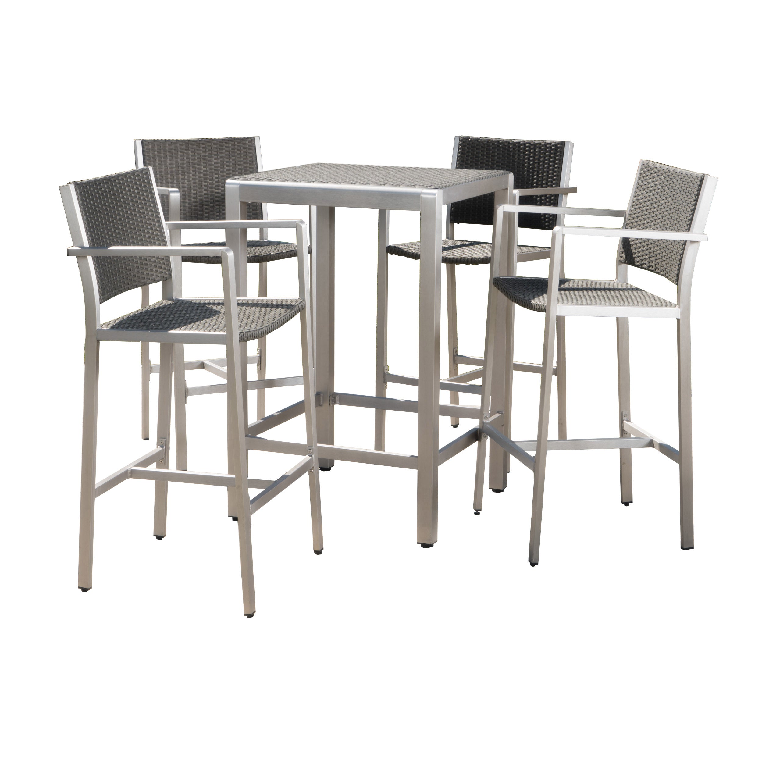 Coral Bay Outdoor 5 Piece Grey Wicker Bar Set