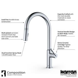 Karran Lagrange Single Handle Pull Down Sprayer Kitchen Faucet in Stainless Steel KKF350SS