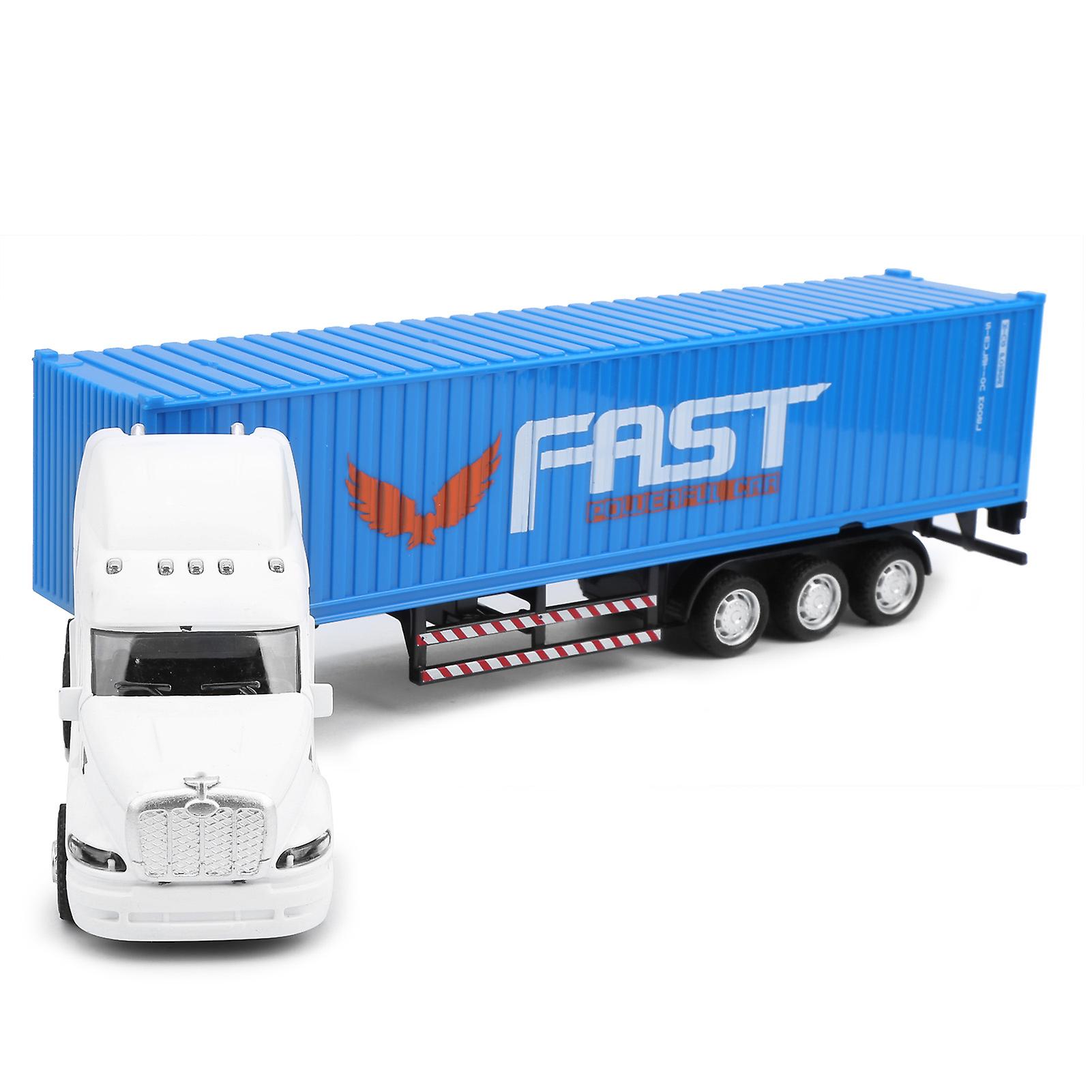 1:48 Container Truck Vehicle Model Toy Pullback Children Vehicle Toy With Light Sound(white Blue )